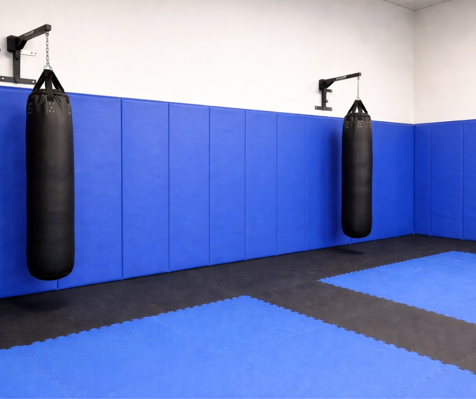 Blue wall padding gym
